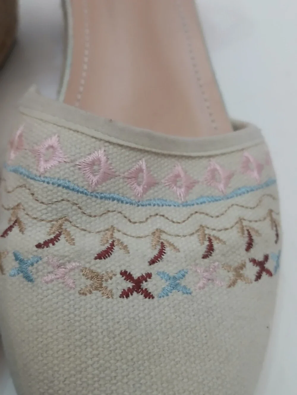 Dream Pairs Cream Embroidered Ankle-Strap Espadrille Wedges